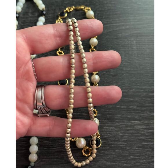 Vintage Lot of 6 Statement Necklaces Black And White Silver Tone Gold Tone - Picture 8 of 12